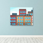 ブラウンストーン建物 キャンバスプリント (インサイチュ (ウッドフロア))