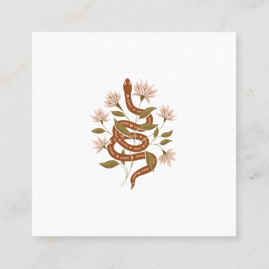 ブラウンスネークピンクの花タロット読ズ スクエア名刺 (裏面)