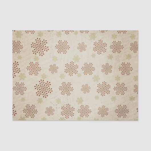 ブラウンスノーフレークオンヴィンテージホワイトティッシュペーパー 薄葉紙 (正面)