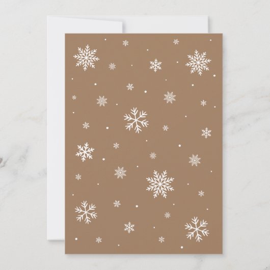 ブラウンスノーフレークベビーベビーシャワー外は寒い 招待状 (裏面)