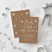 ブラウンスノーフレークベビーベビーシャワー外は寒い 招待状