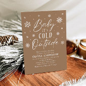 ブラウンスノーフレークベビーベビーシャワー外は寒い 招待状