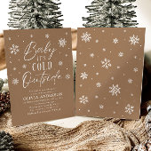 ブラウンスノーフレークベビーベビーシャワー外は寒い 招待状
