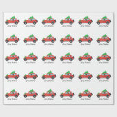 ブラウンスプリンガースパニエル犬ドッグ – 上に木が付いた車 ラッピングペーパー (フラット)