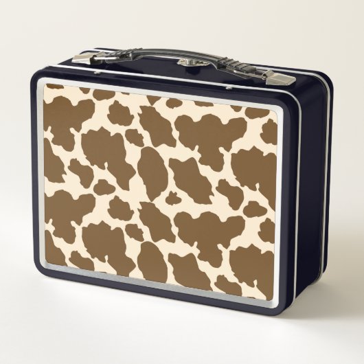 ブラウンスポットカウープリント農家ファームアニマルズクラス メタルランチボックス (裏面)