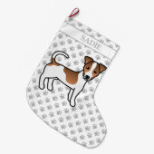 ブラウンスムースコートジャックラッセルテリアードッグ&ネーム ラージクリスマスストッキング (正面 (吊り時))