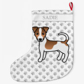 ブラウンスムースコートジャックラッセルテリアードッグ&ネーム ラージクリスマスストッキング (裏面)