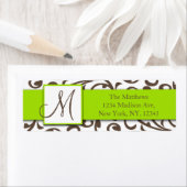 ブラウンスワーズダマスクグリーン差出人住所ラベル ラベル (インサイチュ)