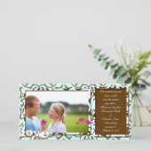 ブラウンスワールダマスク&ブルーのガーベラ日付を保存 セーブザデート (スタンド正面)