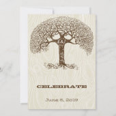 ブラウンスワールツリーアイボリー木目結婚式の招待 招待状 (裏面)