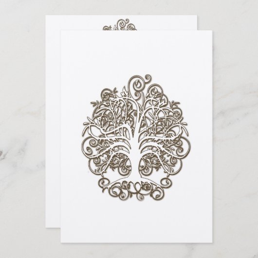 ブラウンスワールツリールーツオブラブ結婚式招待状 招待状 (正面/裏面)