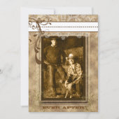 ブラウンスワールヴィンテージシャンデリアあなたの写真ダマスク 招待状 (正面)