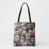 ブラウンズ、ブラック、クリームのフクロウのコラージュのトートバッグ トートバッグ (正面)