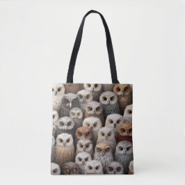 ブラウンズ、ブラック、クリームのフクロウのコラージュのトートバッグ トートバッグ