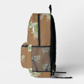 ブラウンセージ緑の水色のカエルのパターン プリントバックパック (右)