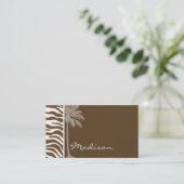 ブラウンゼブラアニマルプリント；パーム 名刺 (スタンド正面)