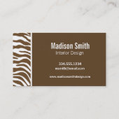 ブラウンゼブラアニマルプリント；パーム 名刺 (裏面)