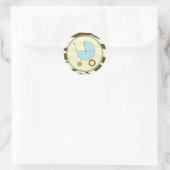 ブラウンゼブラプリントとブルーベビーキャリッジシール ラウンドシール (バッグ)