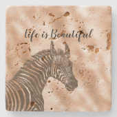 ブラウンゼブラ赤面ピーチグラデーション ストーンコースター (正面)