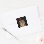 ブラウンタイガーストライプズファイアー顔ブラック蔵書票 スクエアシール (封筒)