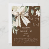 ブラウンタイグザノットボウアジサイウェディングシャワー 招待状 (正面)