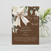 ブラウンタイグザノットボウアジサイウェディングシャワー 招待状 (スタンド正面)