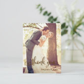 ブラウンタイポグラフィ結婚の感謝はがき ポストカード (スタンド正面)