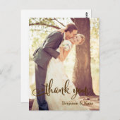 ブラウンタイポグラフィ結婚の感謝はがき ポストカード (正面/裏面)