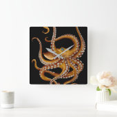 ブラウンタコブルーアイブラックアート スクエア壁時計 (ホーム)