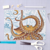 ブラウンタコブルーヴィンテージマップ 薄葉紙 (クラフト)