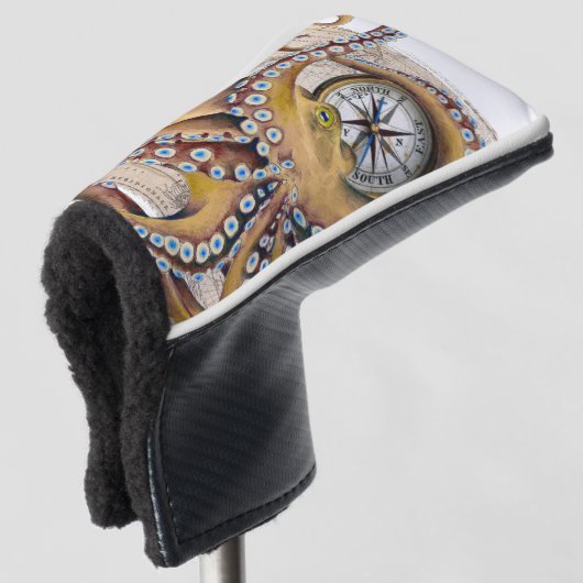 ブラウンタコヴィンテージマップコンパス ゴルフヘッドカバー (3/4 正面)