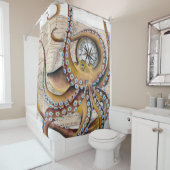 ブラウンタコヴィンテージマップコンパス シャワーカーテン (インサイチュ)