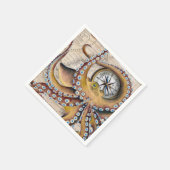 ブラウンタコヴィンテージマップコンパス スタンダードカクテルナプキン (角)