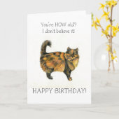 ブラウンタビーキャット誕生日カード カード (黄色い花)