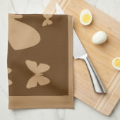 ブラウンタンの蝶タオル キッチンタオル (四つ折り)