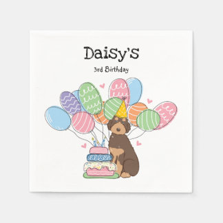 ブラウンタンオーストラリア犬の誕生日パーティー紙 スタンダードカクテルナプキン