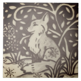 ブラウンタンキツネスノーフローラフリーウッドランドデコール タイル