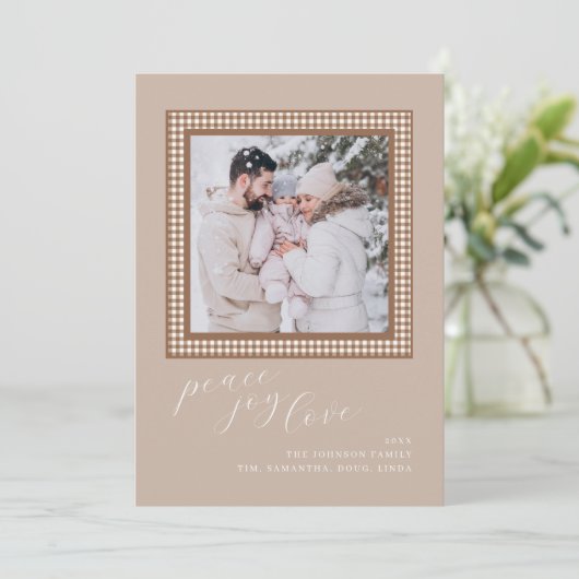 ブラウンタンクリスマスカードホリデーフォトイメージ カード (スタンド正面)