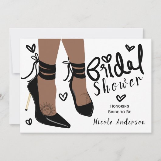 ブラウンタンスキンハイヒールサンムーンブライダルシャワー 招待状 (正面)