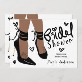 ブラウンタンスキンハイヒールサンムーンブライダルシャワー 招待状 (正面/裏面)