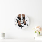 ブラウンタンスキンブラックストラッピーハイヒールサンムーン ラウンド壁時計 (ホーム)