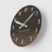 ブラウンタンゼブラプリントグラムシークイングリッター ラウンド壁時計 (傾斜)