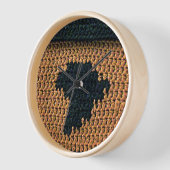 ブラウンタンブラックアフリカマップアーティザンクロシェプリント 壁時計 (傾斜)