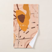 ブラウンタンベージュオレンジ抽象芸術アートパターンデザイン バスタオルセット (ハンドタオル)