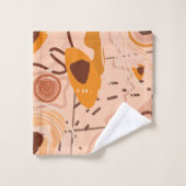 ブラウンタンベージュオレンジ抽象芸術アートパターンデザイン バスタオルセット (ウォッシュタオル)