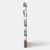 ブラウンタンベージュグレーブルーミッドセンチュリーアートパターン iPhoneケース (左側面)