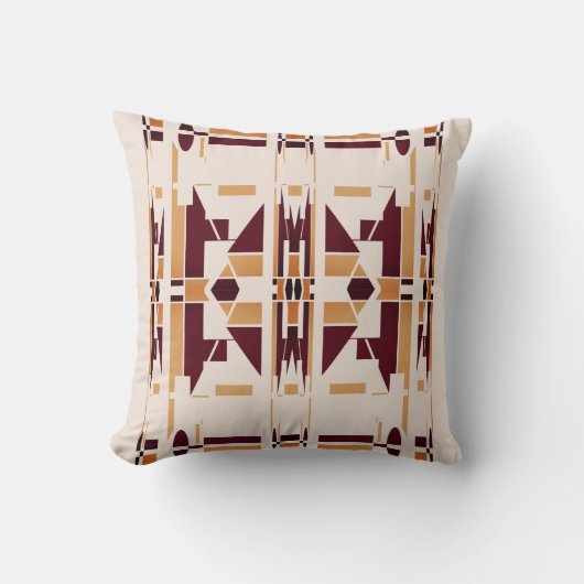 ブラウンタンベージュサウスウエストアートラージモザイク クッション (正面)