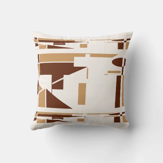ブラウンタンホワイトサウスウエストルックミニマル抽象芸術 クッション (裏面)