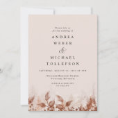 ブラウンタンラストパンパスグラスボホ結婚ズ 招待状 (正面)