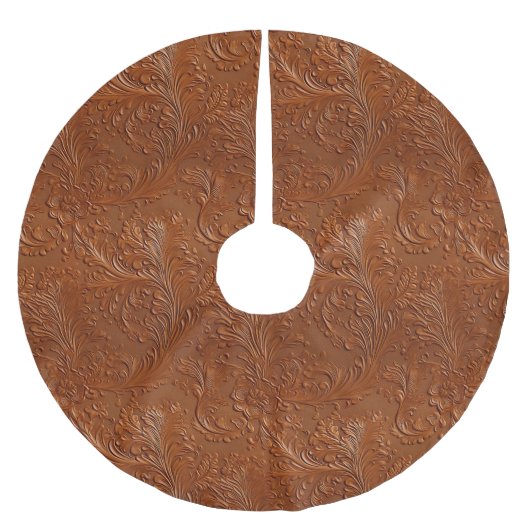 ブラウンタンリーフボヘミアンサウスウエスト女性のカーボーイ ブラッシュドポリエステルツリースカート (正面)